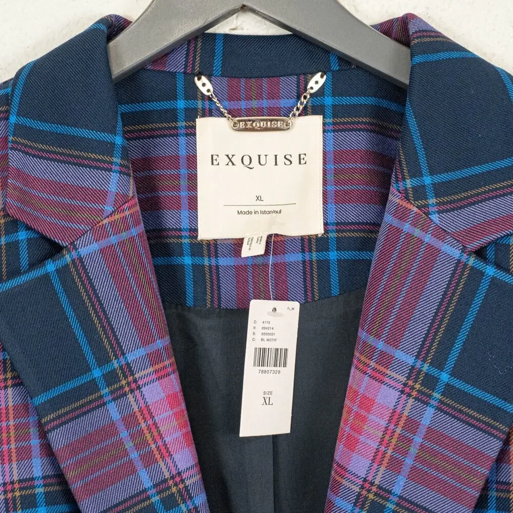 Antropologie X Exquise Plaid Blazer Jacket size XL NEW